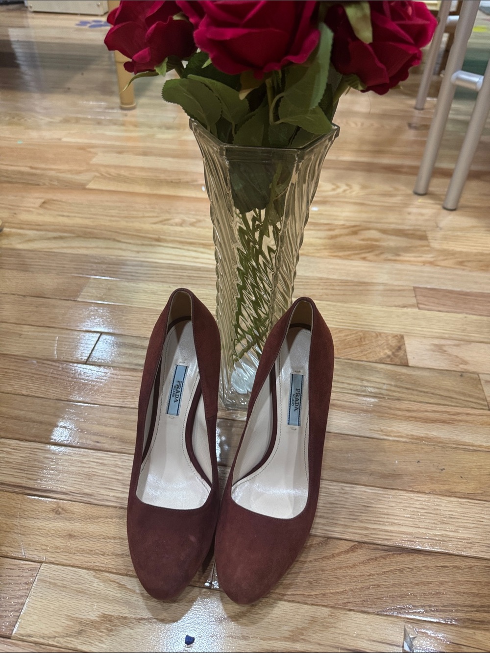 Prada Burgundy Suede Pumps